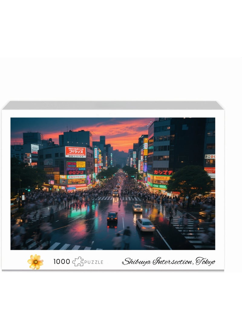 1000 piece Tokyo Shibuya Crossing Twilight Scene Puzzle - Creative Design Patterns, Rich and Colorful Art Experience, Suitable for Adults and Children - Image 2