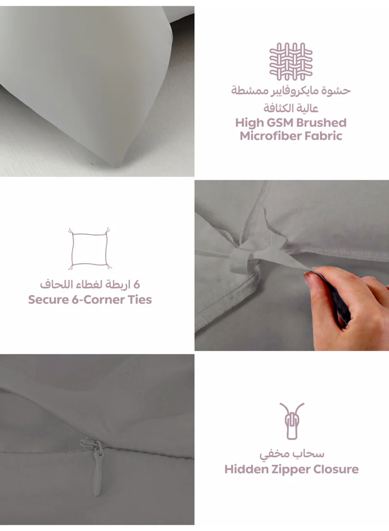 Donetella KING (200x200 cm) Solid Duvet Cover Set, Fits 200 × 200 cm Bed, King Size 6-Piece Set, With Digitally Printed Pillow Shams, Brushed Microfiber Without Duvet Filler.  | Best Price UAE