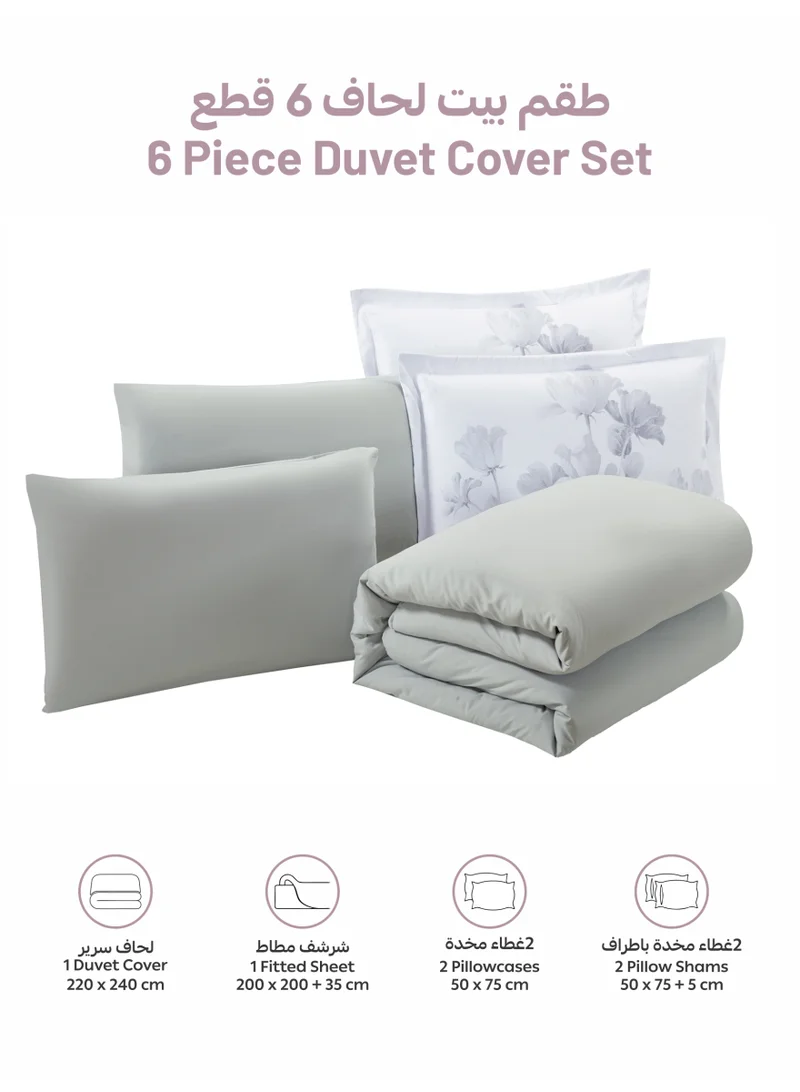 Donetella KING (200x200 cm) Solid Duvet Cover Set, Fits 200 × 200 cm Bed, King Size 6-Piece Set, With Digitally Printed Pillow Shams, Brushed Microfiber Without Duvet Filler.  | Best Price UAE