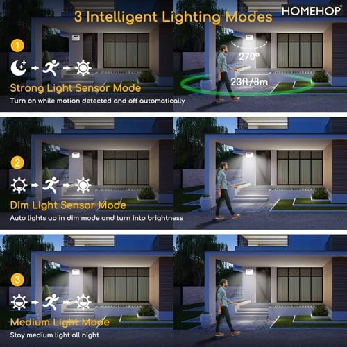 Homehop Solar Light Outdoor Home Motion Sensor LED Wall Lamp Waterproof Security Lighting for Garden, Balcony, Patio and Pathways (800mA/ABS+PS/Cool White) - Image 4