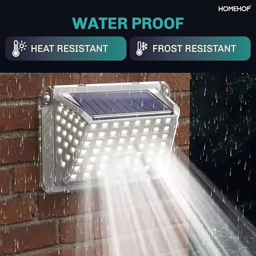 Homehop Solar Light Outdoor Home Motion Sensor LED Wall Lamp Waterproof Security Lighting for Garden, Balcony, Patio and Pathways (800mA/ABS+PS/Cool White) - Image 3