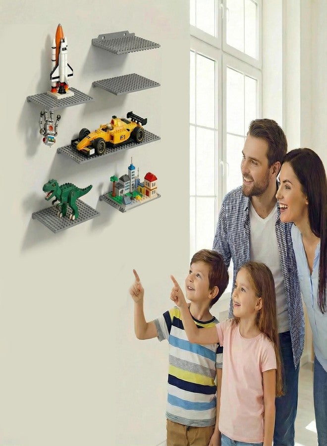 TERDEWE (6 Pack) Grey Dual-Sided Floating Shelves for Wall Compatible with Lego Building Bricks,16x13 Studs for Display and Protect Completed Legos Projects,Display Shelves for Room Decor - Image 2