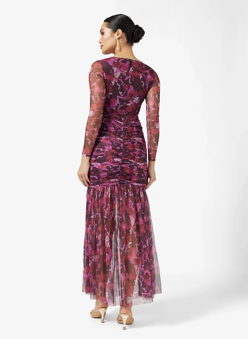 Anaya With Love Mesh Ruched Hem Tulle Maxi Dress