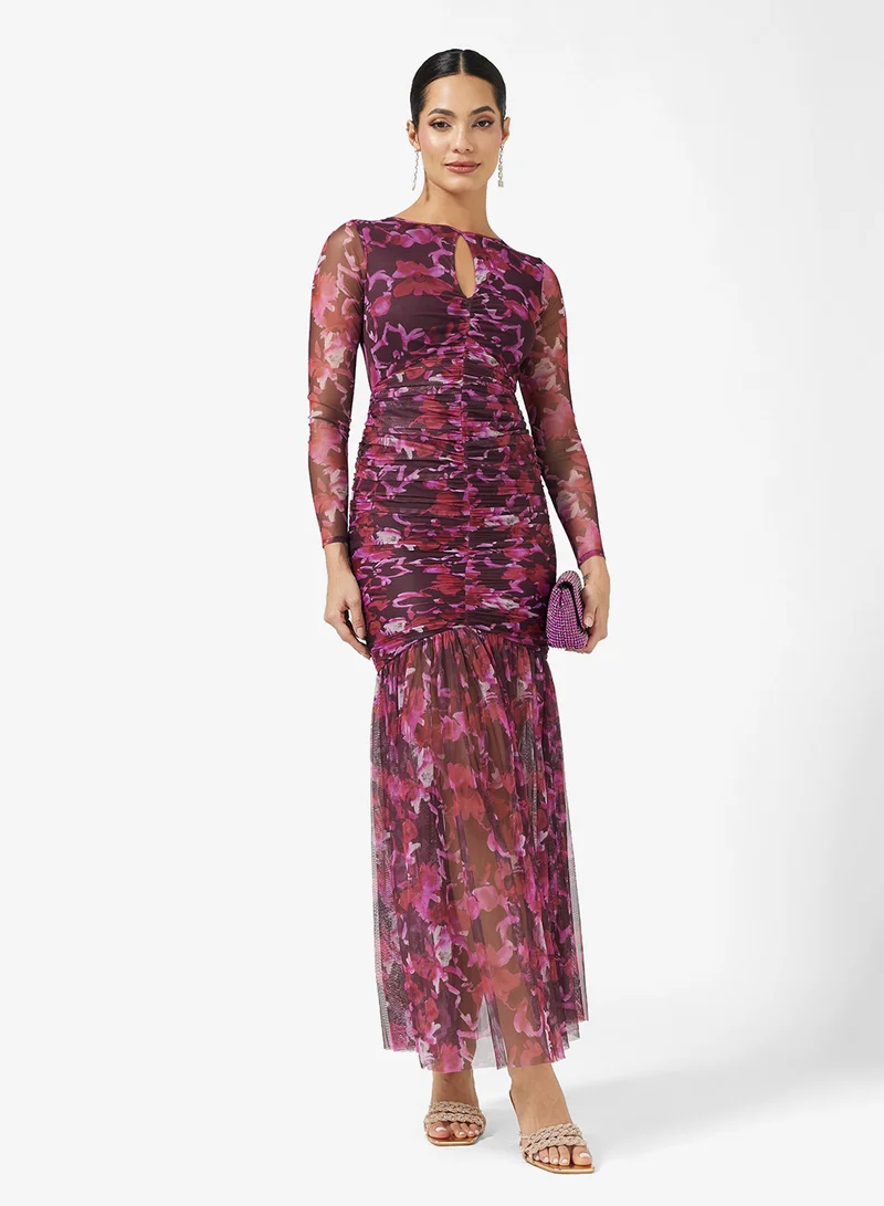 Anaya With Love Mesh Ruched Hem Tulle Maxi Dress