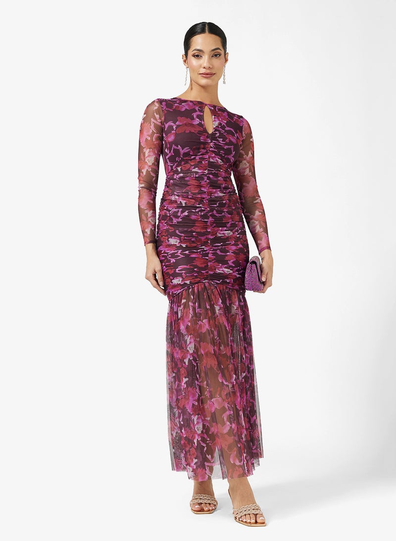 Anaya With Love Mesh Ruched Hem Tulle Maxi Dress - Image 1