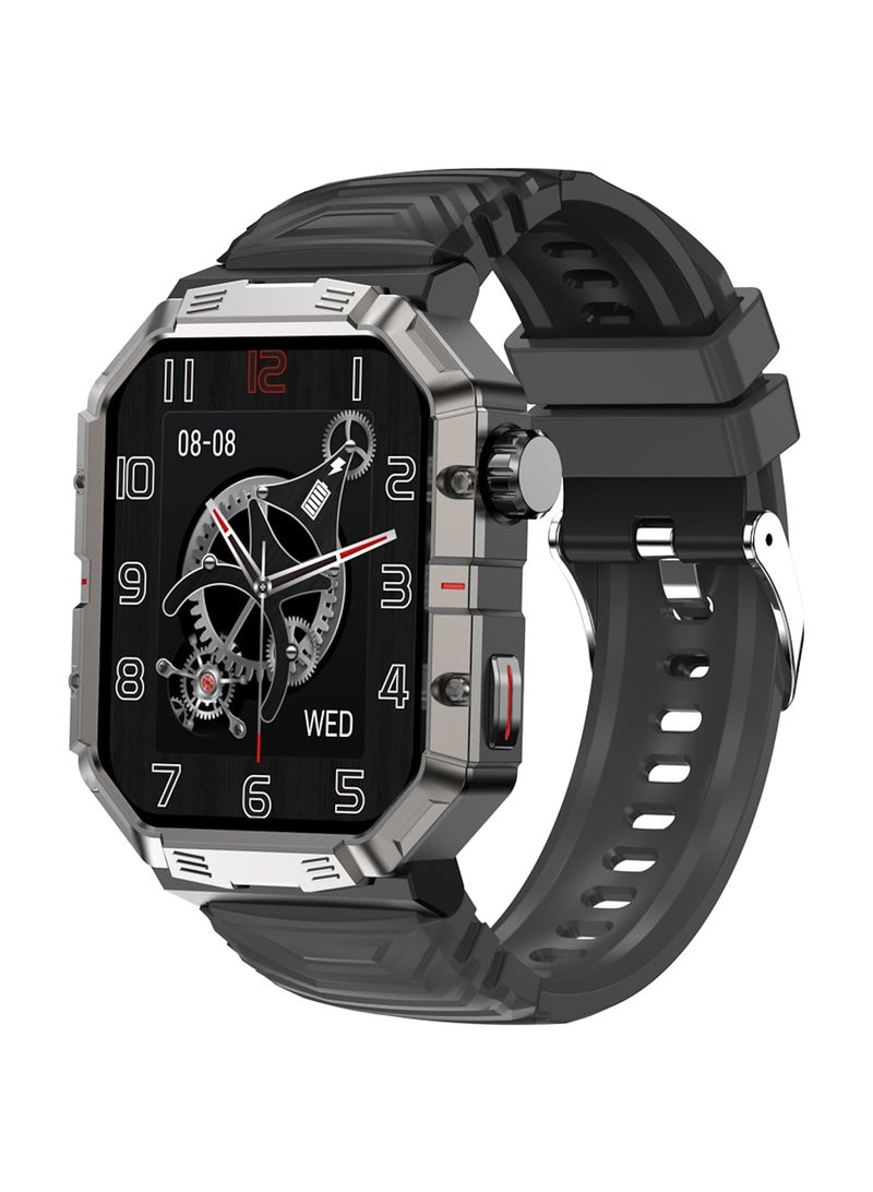 Military Smart Watch for Men Outdoor Tactical Sports Watch Waterproof 1.71 Inch Fitness Tracker Heart Rate Sleep Monitor Smartwatch Compatible with Android iPhone Samsung Black - Image 1