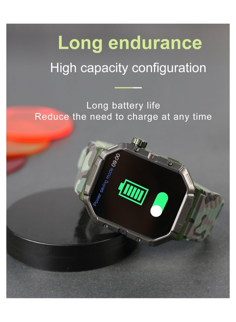 Military Smart Watch for Men Outdoor Tactical Sports Watch Waterproof 1.71 Inch Fitness Tracker Heart Rate Sleep Monitor Smartwatch Compatible with Android iPhone Samsung Black - Image 4