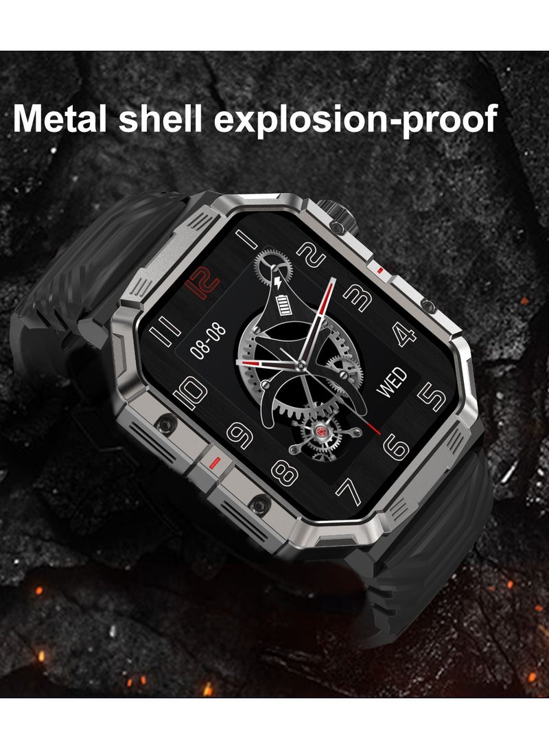 Military Smart Watch for Men Outdoor Tactical Sports Watch Waterproof 1.71 Inch Fitness Tracker Heart Rate Sleep Monitor Smartwatch Compatible with Android iPhone Samsung Black - Image 5