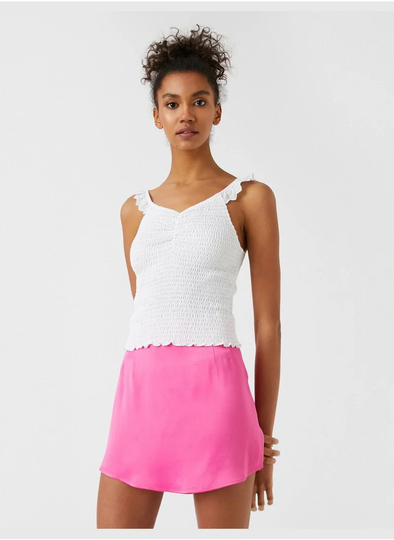 كوتون V Neck Frill Tank Top