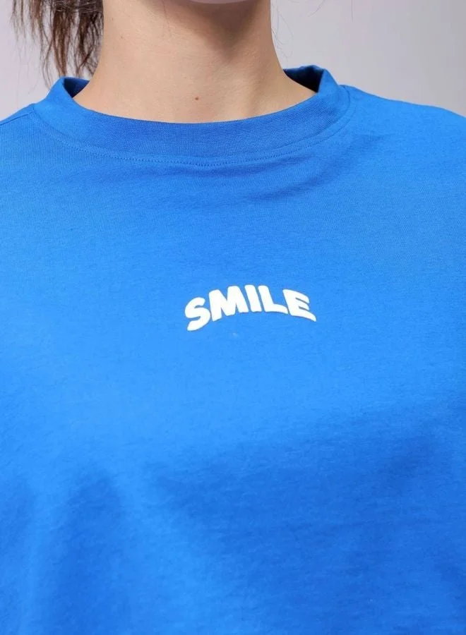 Freehand Women Boxy Fit Solid Crew Neck Short Sleeve Cropped T-Shirt