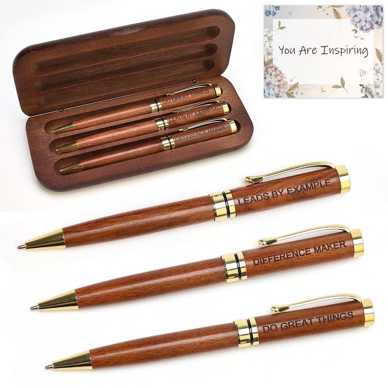 Renawe Engraved Wood Pen Set Office Gifts for Boss Coworkers Coach Difference Maker Gifts for Women Men Appreciation Employee Counselor Therapist Leadership Gift Work Stuff Business Pens Thank You Gift - Image 1
