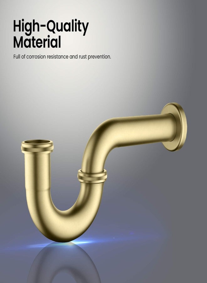 كيبي مصيدة زجاجات KIBI على شكل حرف P لحوض الحمام، ١.٥ بوصة | طقم تصريف نفايات نحاسي مزخرف | تركيبات سباكة لحوض الحمام | سهل التركيب، مانع للتسرب | ذهبي مصقول، KPT101 - Image 3