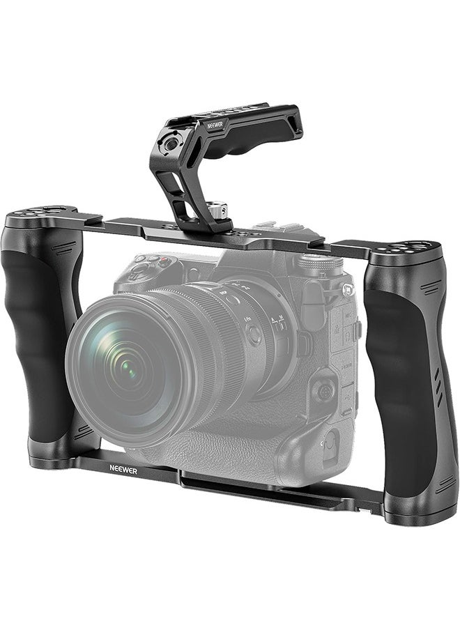 Neewer - NEEWER Universal Camera Cage & Top Handle with 3/8" ARRI Locating Pins Kit, Video Rig Camera Stabilizer with Arca Type Base, Dual Handgrips, Compatible with SmallRig Accessories, CA016T - Image 1