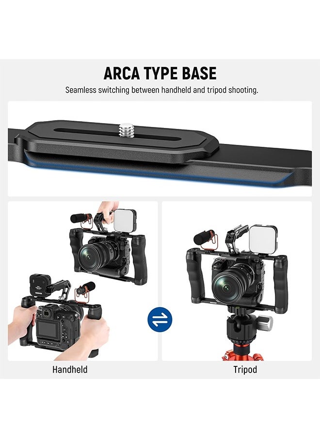 Neewer - NEEWER Universal Camera Cage & Top Handle with 3/8" ARRI Locating Pins Kit, Video Rig Camera Stabilizer with Arca Type Base, Dual Handgrips, Compatible with SmallRig Accessories, CA016T - Image 1
