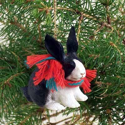 Conversation Concepts Rabbit Tiny Miniature One Christmas Ornament Black-White - Delightful! - Image 2