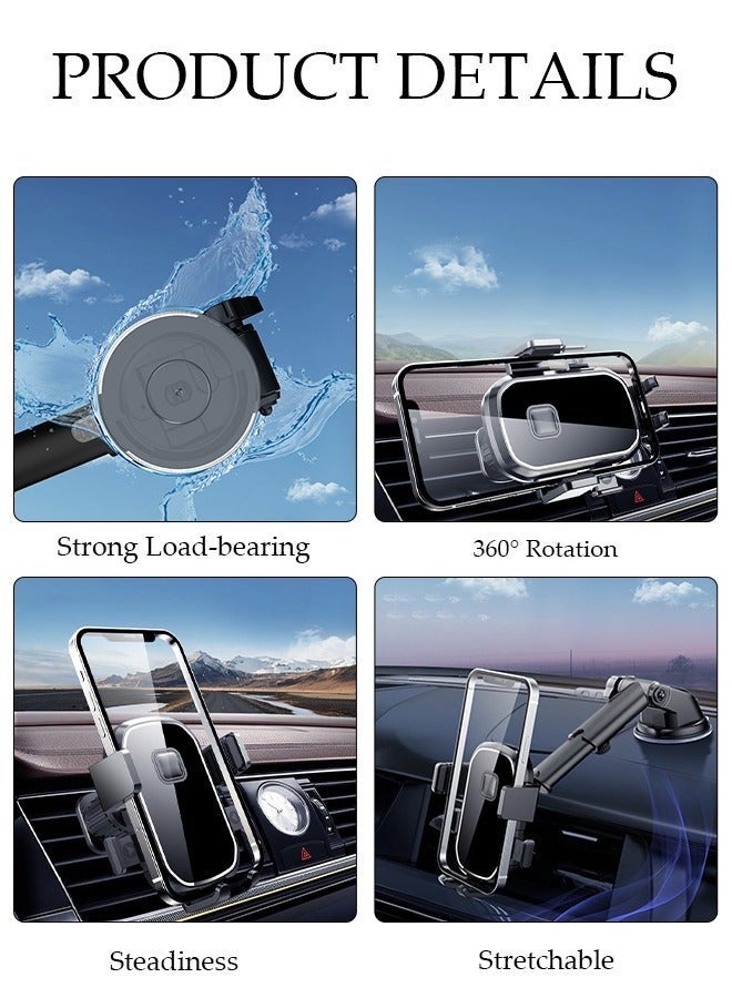 DUNISO Upgraded Car Phone Holder Mount for Dashboard Windshield Mobile Holder and Air Vent Anti-Shake Phone Holder for All Cell Phones - Image 4