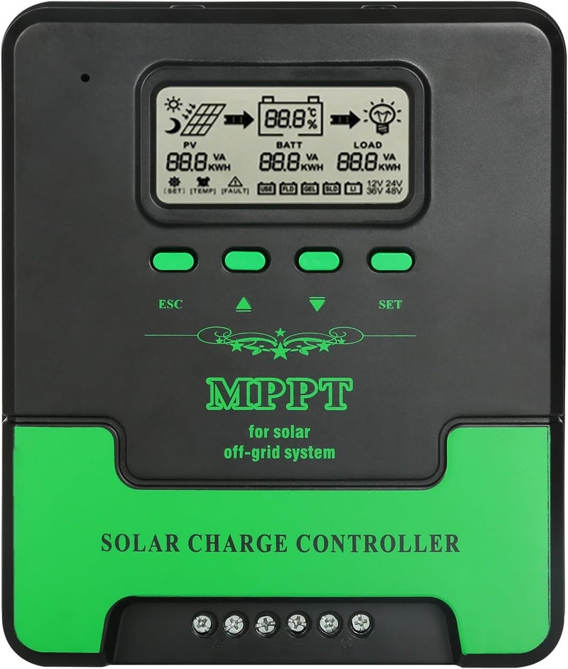 وحدة تحكم شحن شمسي MPPT 40A من ، 12/24 فولت، شاشة LCD، متوافقة مع بطاريات AGM، الجل، حمض الرصاص، الليثيوم - Image 1