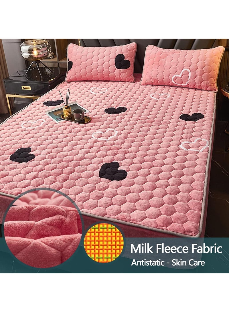 A.M Extra Deep Quilted Mattress Protectors, Thick Milk Velvet Quilted Sheet, 1 Piece Mattress Protector Cover, Dust Proof Bed Sheet(200x220cm) - Image 2
