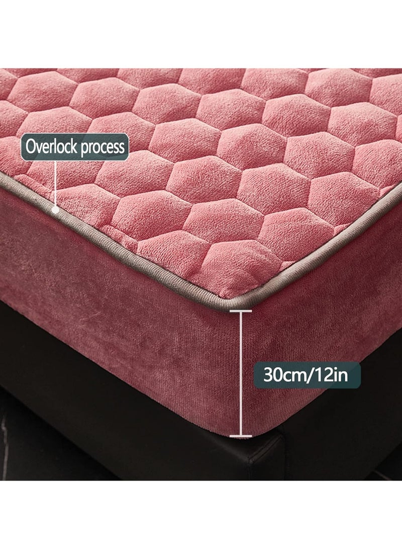 A.M Extra Deep Quilted Mattress Protectors, Thick Milk Velvet Quilted Sheet, 1 Piece Mattress Protector Cover, Dust Proof Bed Sheet(200x220cm) - Image 4