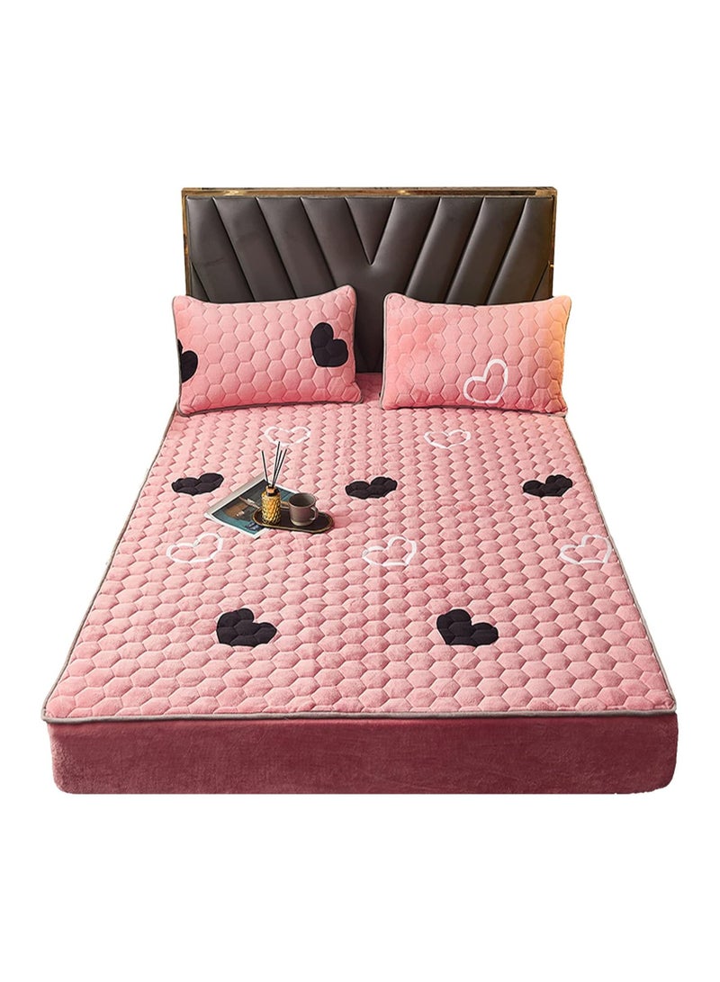 A.M Extra Deep Quilted Mattress Protectors, Thick Milk Velvet Quilted Sheet, 1 Piece Mattress Protector Cover, Dust Proof Bed Sheet(200x220cm) - Image 1