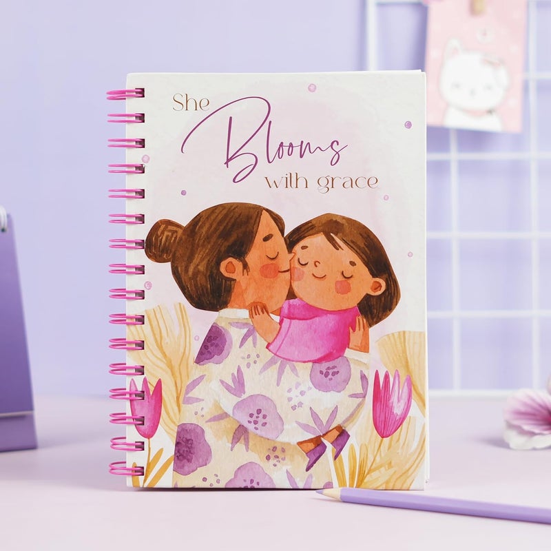 Articious دفتر ملاحظات حلزوني | A5 مسطر 190 صفحة | 80 جرام | (مفكرة عيد الأم) - Image 1