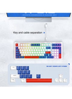 T-WOLF Gaming Keyboard and Mouse Combo, 98-Key Compact RGB Mechanical Feel Keyboard with Type-C Wired & Silent Design, 3600 DPI 6-Button LED Gaming Mouse, 4-Color Backlight  for PC/Windows - White Blue  - Image 4