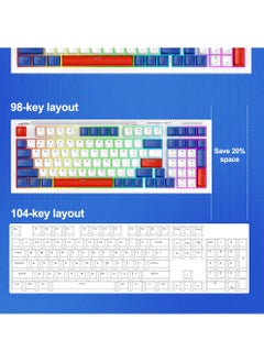 T-WOLF Gaming Keyboard and Mouse Combo, 98-Key Compact RGB Mechanical Feel Keyboard with Type-C Wired & Silent Design, 3600 DPI 6-Button LED Gaming Mouse, 4-Color Backlight  for PC/Windows - White Blue  - Image 5