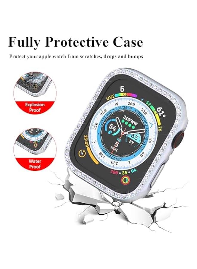 Bling Case Compatible for Apple Watch Case 42mm iwatch 3 2 1 Hard PC Fantasy Gradient Fluorescent Rhinestone Bumper Built in Tempered Glass Screen Protector, Blue - Image 5