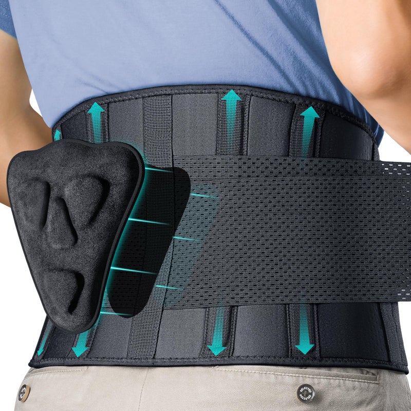 FEATOL Back Brace for Men Lower Back Pain Relief Lumbar Support Brace Waist Belt with Ergonomic 3D Silicone Pad for Heavy Lifting Work, Herniated Disc, Sciatica XXL - Image 1