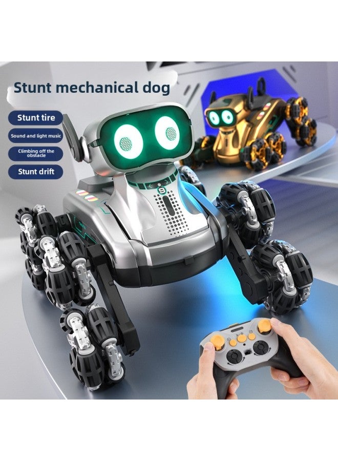 كلب روبوت بثمانية عجلات للتحكم عن بعد، دفع رباعي، مستشعر للإيماءات، سيارة تحكم عن بعد للأطفال، لعبة ميكانيكية للتحكم عن بعد للكلاب - اللون: كلب روبوت حيلة بثمانية عجلات، فضي - Image 2