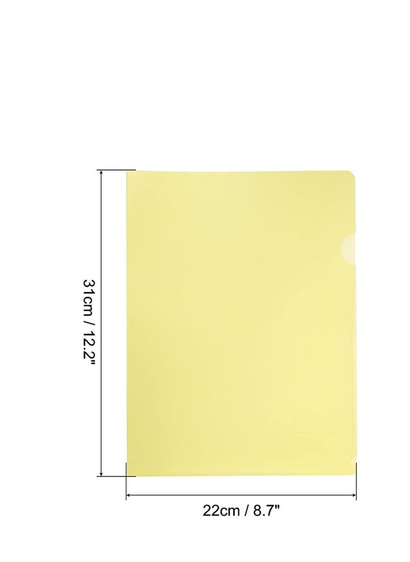 Generic - A4 Plastic File, L-Type Folders Project Pockets Clear Paper Document Jacket Sleeve for Office, Paper Storage, Yellow (Pack of 12) - Image 1