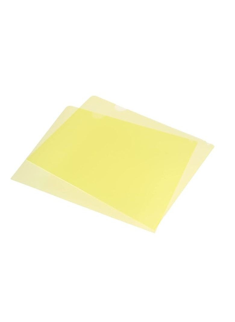 Generic - A4 Plastic File, L-Type Folders Project Pockets Clear Paper Document Jacket Sleeve for Office, Paper Storage, Yellow (Pack of 12) - Image 1