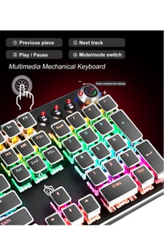 MissTiara K820 Multimedia Mechanical Keyboard Retro Punk Button Square Keycap RGB Mechanical Keyboard Computer Game Wired Keyboard  - Image 3