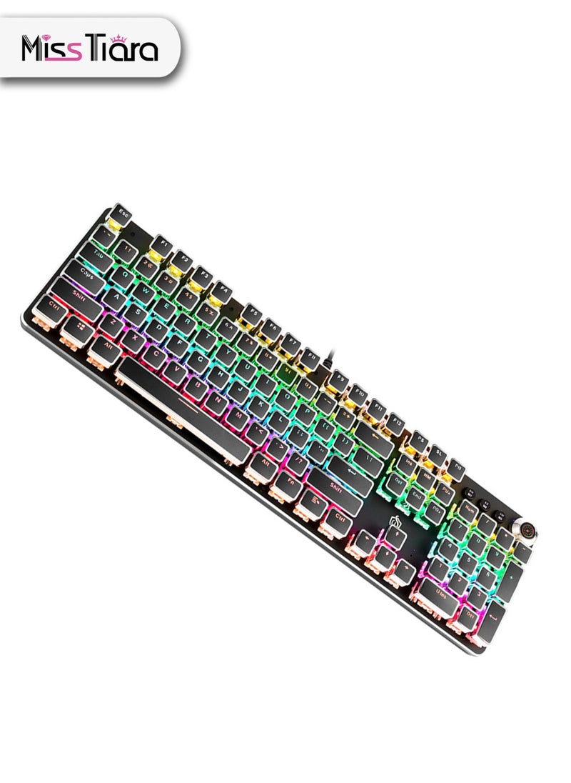 MissTiara - K820 Multimedia Mechanical Keyboard Retro Punk Button Square Keycap RGB Mechanical Keyboard Computer Game Wired Keyboard - Image 1