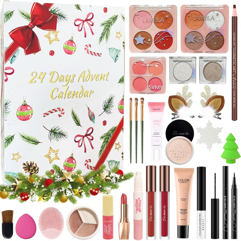 PWYSHXDF Makeup Advent Calendar 2025 24 Days Christmas Makeup Gift Set for Women Teens Makeup Set Christmas Countdown Calendar Make up Set for Girls Holiday Surprise Make Up Kit for Women Full Kit - Image 3
