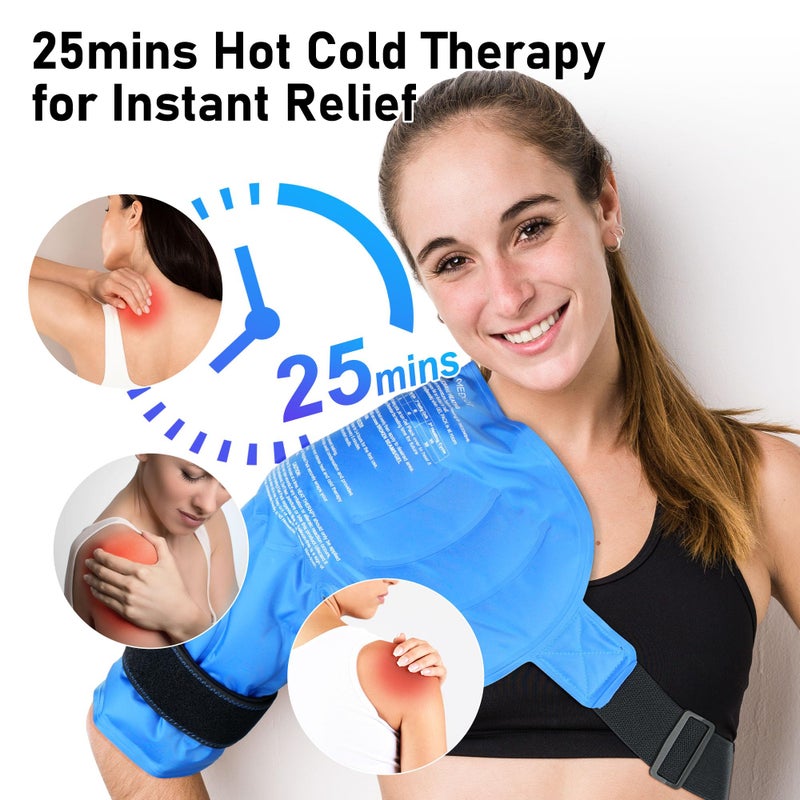 MEDLOT Shoulder Ice Pack Wrap, Larger Rotator Cuff Cold Therapy Support Brace for Shoulder Pain Relief, Reusable Gel Hot Cold Compress for Sports Injuries, Tendonitis, Surgery Recovery - Image 2