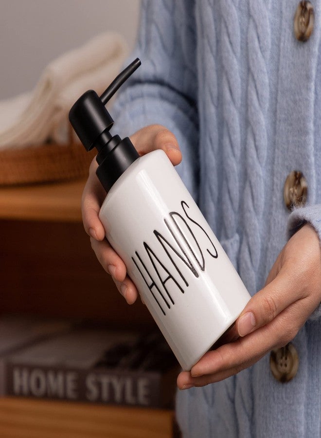 FE FUN ELEMENTS FE Hand Soap Dispenser, 10oz Hand Soap Dispenser for Bathroom, Bathroom Soap Dispenser with Plastic Pump, Ceramic White Soap Pump(Hands) - Image 4