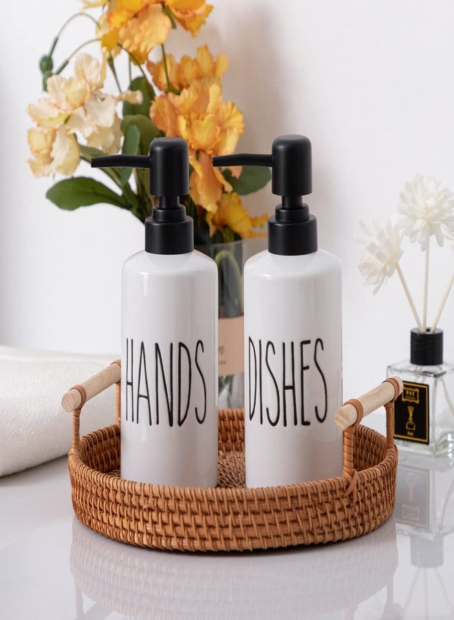 FE FUN ELEMENTS FE Hand Soap Dispenser, 10oz Hand Soap Dispenser for Bathroom, Bathroom Soap Dispenser with Plastic Pump, Ceramic White Soap Pump(Hands) - Image 3