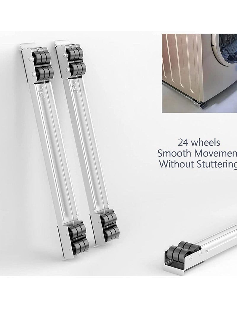 2 Pieces Adjustable Washing Machine Pedestals Frame Drum Washing Machine Refrigerator Mobile Base, Multifunction Washing Machine Base Stand Movably Adjustable  - Image 3