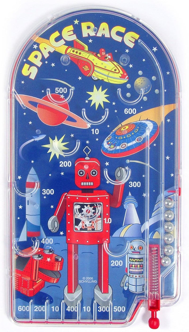 Schylling Space Race Pinball Game - Portable Retro Pinball Toy - Sturdy Construction with Lever, Metal Balls, and Classic Space Design - Ages 3 and Up - Image 2