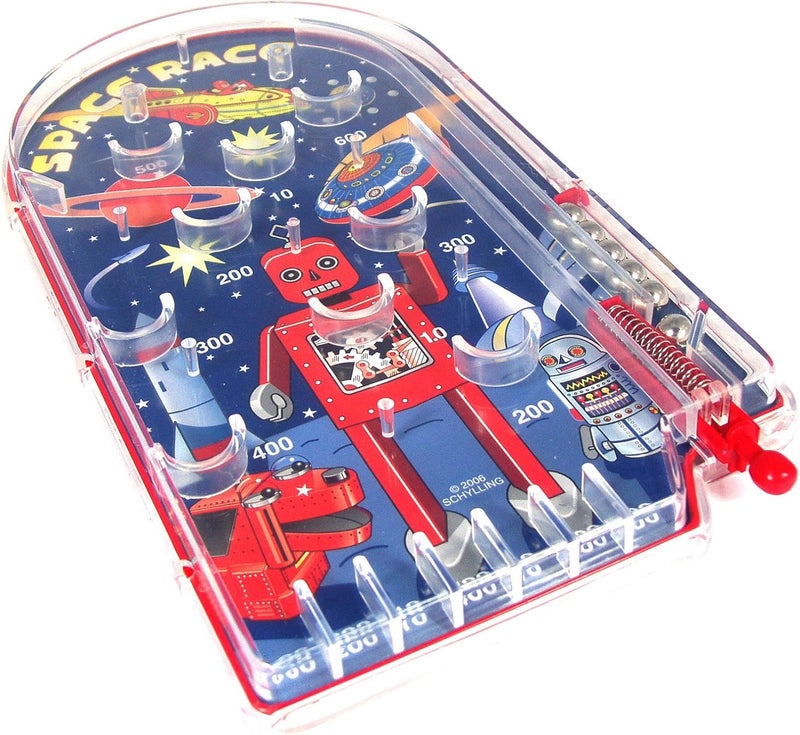 Schylling Space Race Pinball Game - Portable Retro Pinball Toy - Sturdy Construction with Lever, Metal Balls, and Classic Space Design - Ages 3 and Up - Image 1