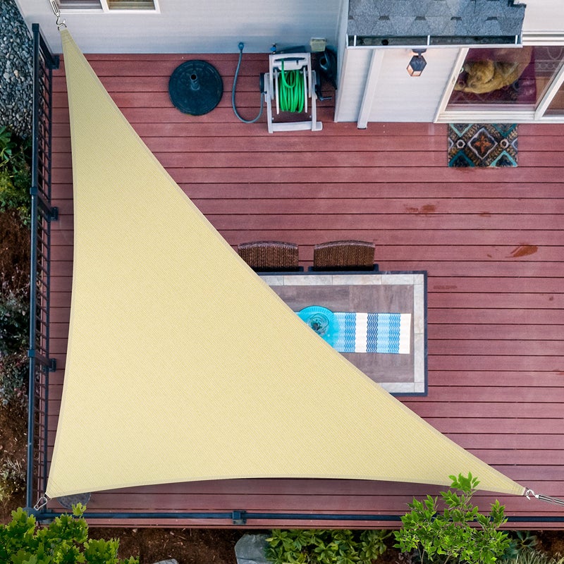 ShadeMart ShadeMart 12' x 12' x 17' Beige Right Triangle Sun Shade Sail SMSLT Canopy Fabric Cloth Screen, Water Air Permeable &  - Image 1