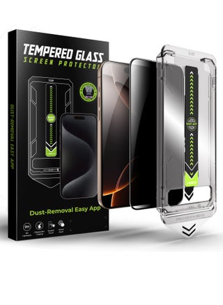 Privacy Screen Protector iPhone 15/16 Easy Installation, 9H Hardness, A++ Quality. Protect your screen from side views with premium privacy glass — clear from the front, hidden from the sides. Perfect for public use to keep personal data safe. Includes smart alignment frame for quick, precise, bubble-free installation. Made of durable 9H Asahi Japanese glass, anti-scratch, anti-dust, anti-fingerprint, and fully touch-sensitive with a sleek black edge. - pzsku/Z01DC055A54583C81CBFBZ/45/1744285107/7f962ac6-ec42-44e7-8dd7-72e5bdb9b16f