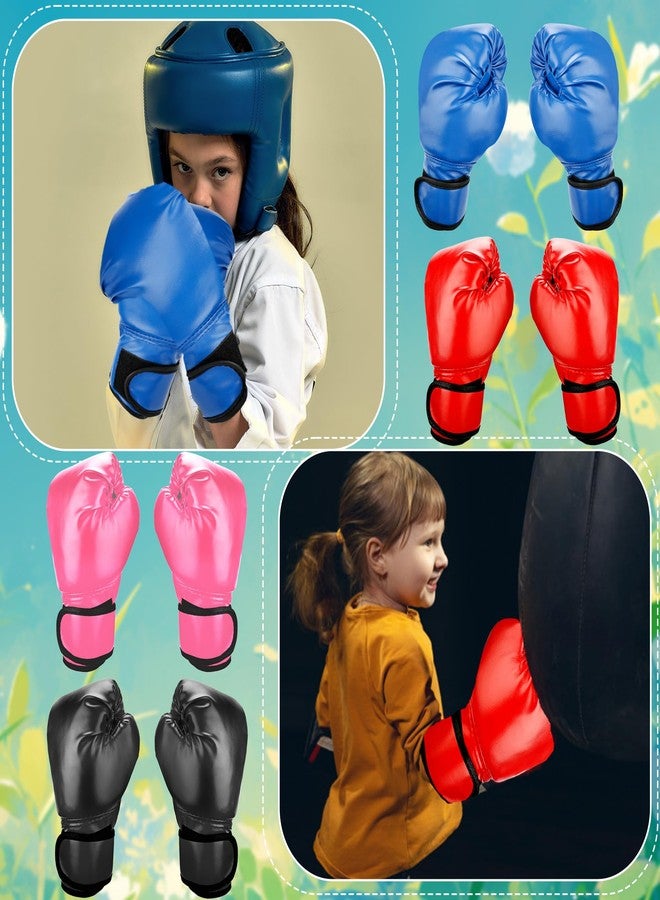 Spaluck 4 Pairs Kids Boxing Gloves Sparring Punching Gloves for Kid and Youth Training Kickboxing, 4 Colors - Image 3