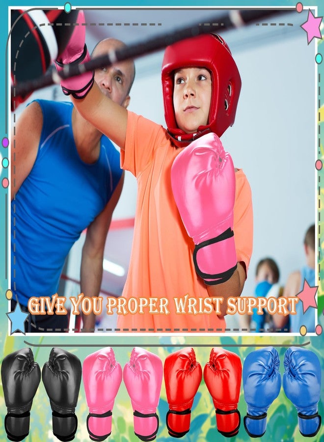 Spaluck 4 Pairs Kids Boxing Gloves Sparring Punching Gloves for Kid and Youth Training Kickboxing, 4 Colors - Image 5