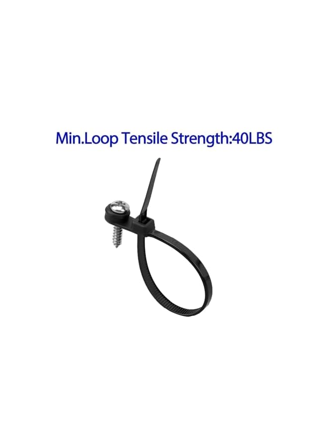 S-TOP Black Zip Ties with Screw Hole 100 PCS Heavy Duty Nylon Wire Ties Mountable Head Cable Tie Black Multipurpose Cable Cord Management for Indoor Outdoor Home Office Workshop - Image 2