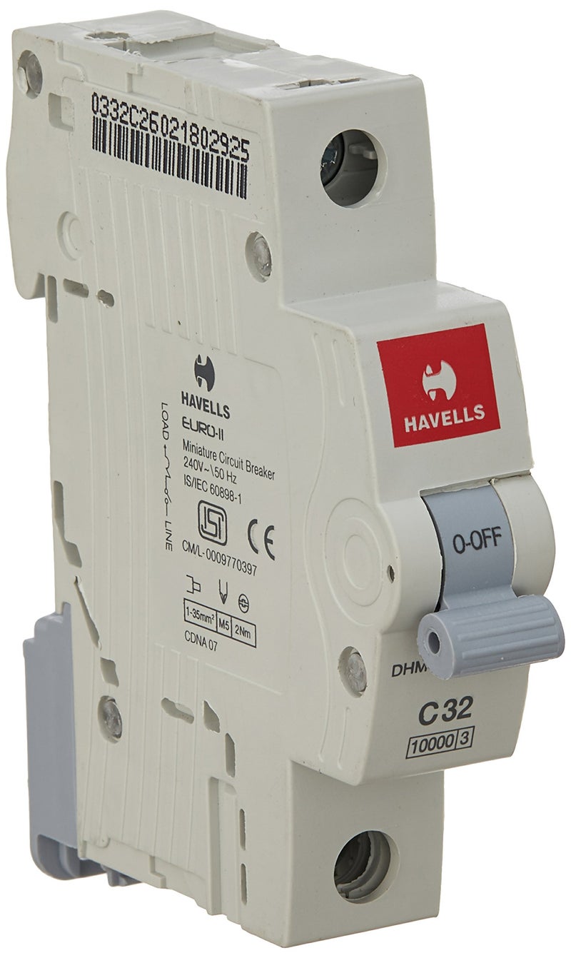 Havells DHMGCSPF032 PVC Plastic 32A MCB SP C Curve (White) - Image 1