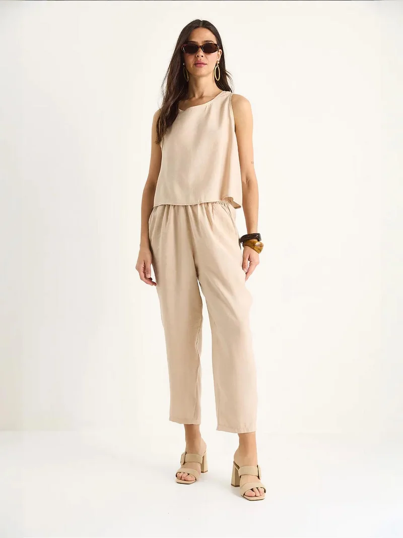 بيانكو لوتشي طقم تونيك بدون أكمام بياقة دائرية وسروال واسع الساق من لوتشي