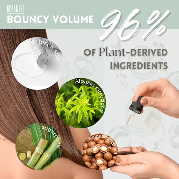 Botanist Curly Hair Shampoo for Women & Men, Thinning Hair Shampoo from Japan with Collagen, Plant Protein& Jojoba Seed Oil, Paraben & Sulfate Free Shampoo, Peony& Orange Blossom 15.5 Fl Oz 2EA - Image 3