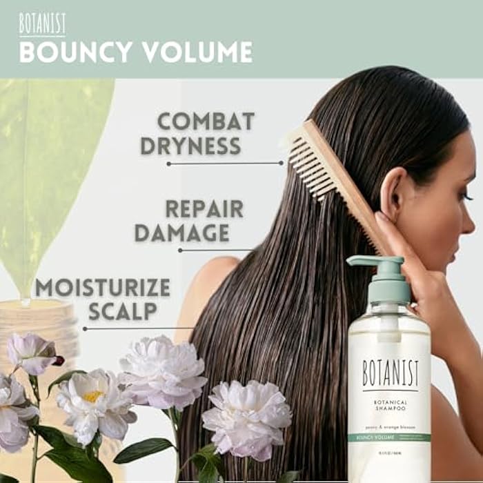 Botanist Curly Hair Shampoo for Women & Men, Thinning Hair Shampoo from Japan with Collagen, Plant Protein& Jojoba Seed Oil, Paraben & Sulfate Free Shampoo, Peony& Orange Blossom 15.5 Fl Oz 2EA - Image 4